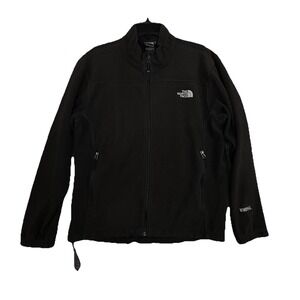 North Face Mens Zip Up Jacket Men's Large Black Softshell Windwall 721509 FA17